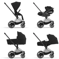 Châssis de poussette électrique e-priam 2 chrome black