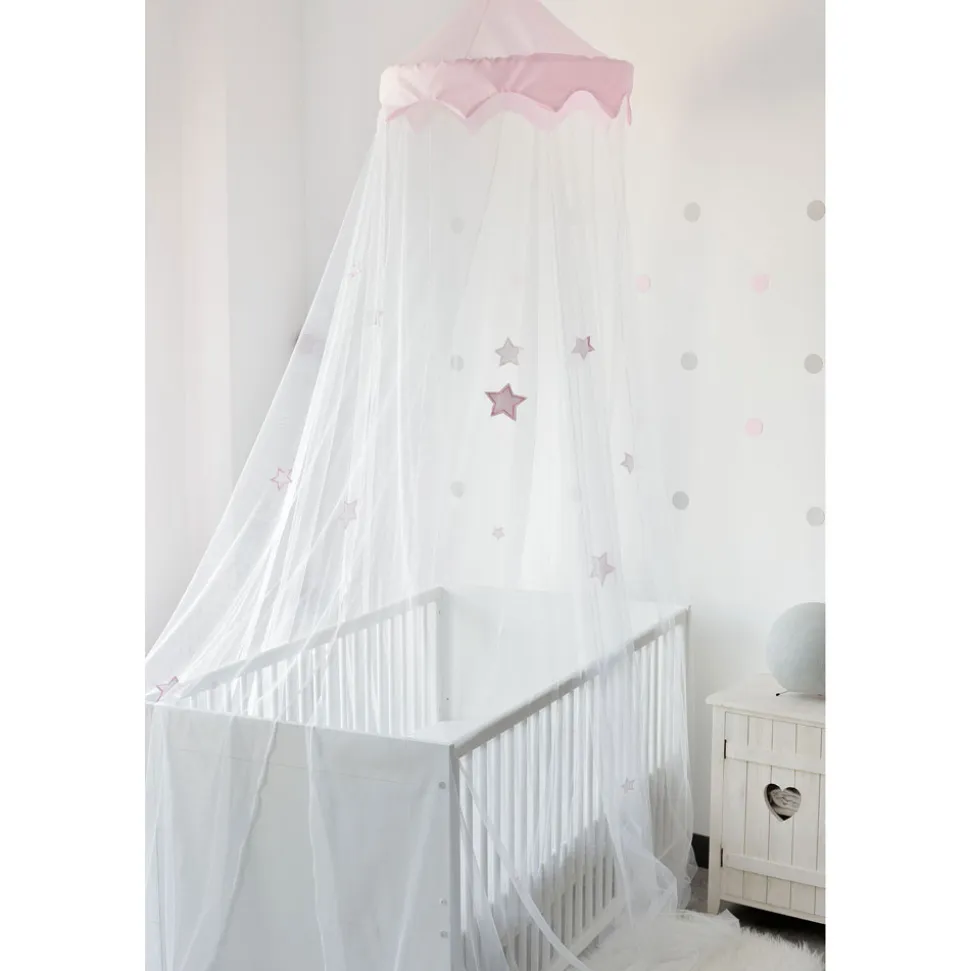Ciel de lit moustiquaire étoiles 240 cm - rose