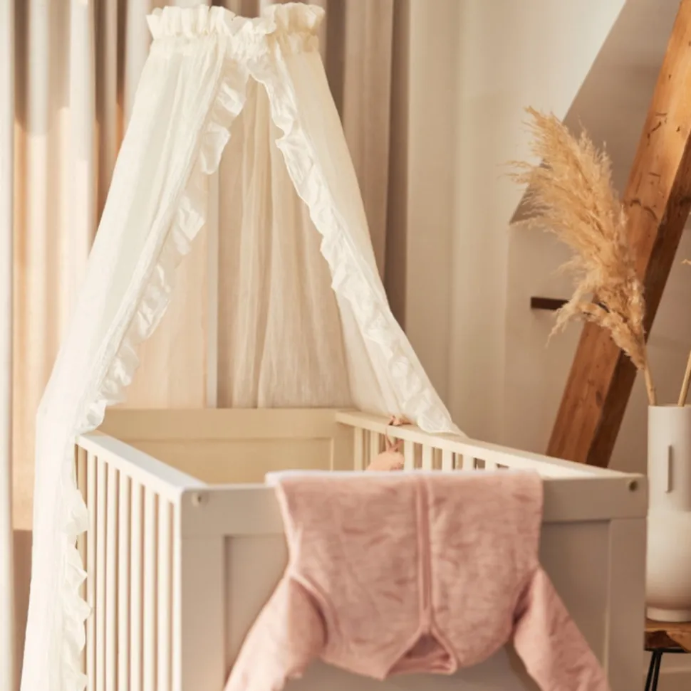 Ciel de lit vintage 155 cm ruffle ivoire