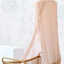 Ciel de lit à volant 260 cm - rose