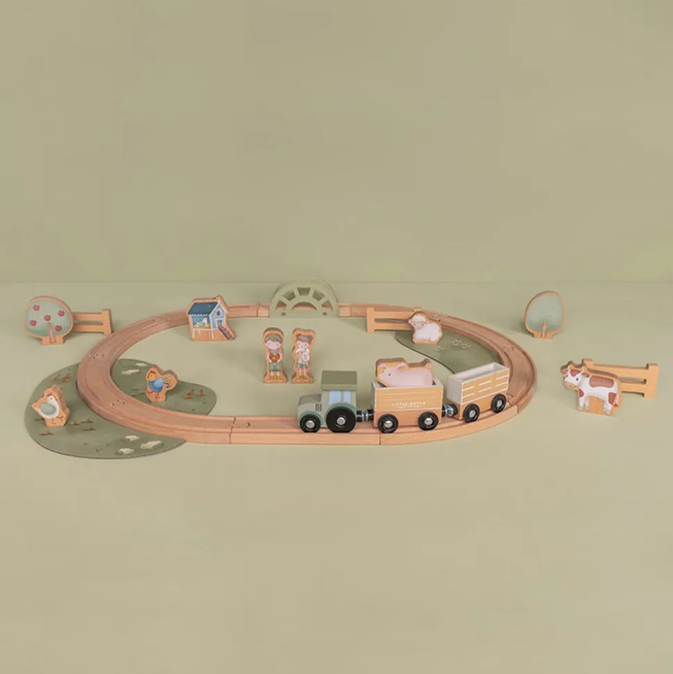 Circuit de train en bois fsc - little farm