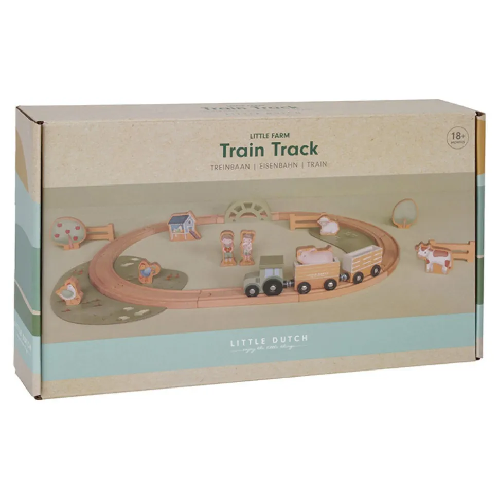 Circuit de train en bois fsc - little farm