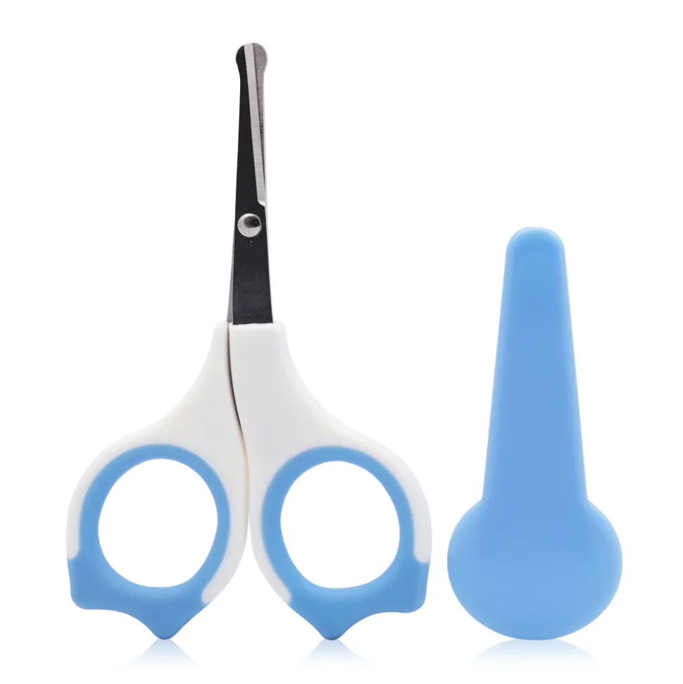 Ciseaux bébé avec capuchon bleu