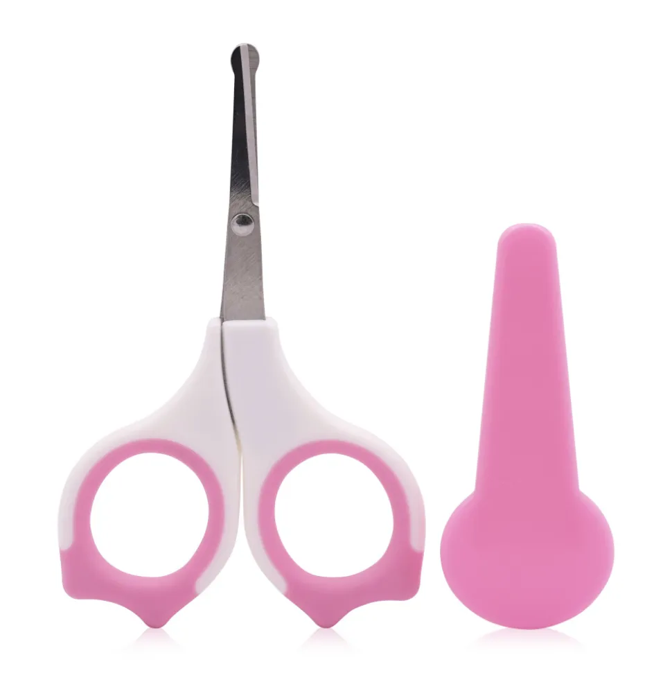 Ciseaux bébé avec capuchon rose