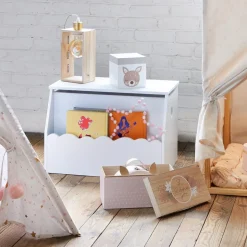 Coffre à jouets avec bibliothèque banc