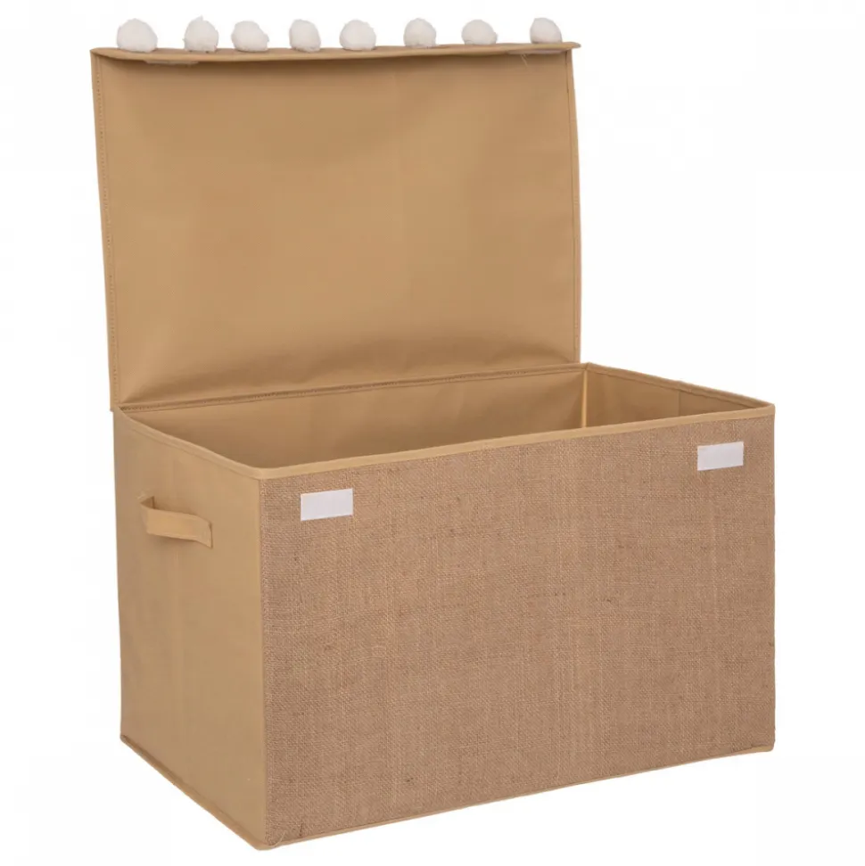 Coffre à jouets jute avec pompons