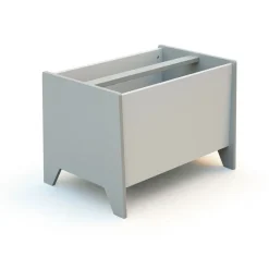 Coffre à jouets ouvert gris et blanc