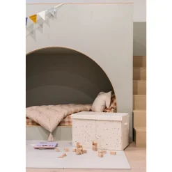 Coffre à jouets terrazzo crème