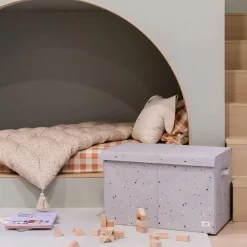 Coffre à jouets terrazzo gris clair