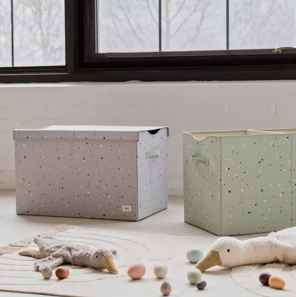 Coffre à jouets terrazzo gris clair