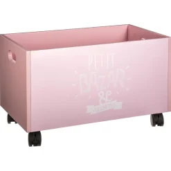 Coffre à roulettes rose