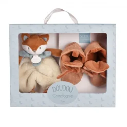 Coffret bébé doudou et chaussons timo le renard