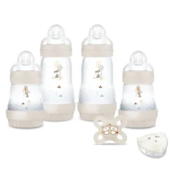 Coffret biberons naissance anti-colique sable (2*130 4*160 4*260 +1 sucette naissance et 1 boîte doseuse de lait )