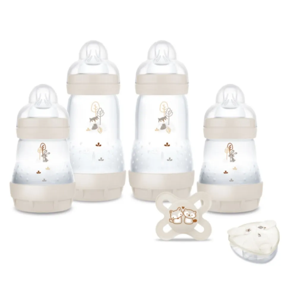 Coffret biberons naissance anti-colique sable (2*130 4*160 4*260 +1 sucette naissance et 1 boîte doseuse de lait )