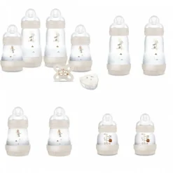 Coffret biberons naissance anti-colique sable (2*130 4*160 4*260 +1 sucette naissance et 1 boîte doseuse de lait )
