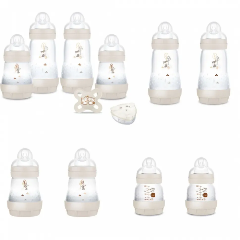 Coffret biberons naissance anti-colique sable (2*130 4*160 4*260 +1 sucette naissance et 1 boîte doseuse de lait )