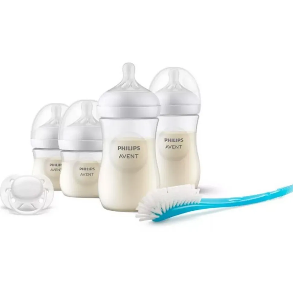 Coffret de 9 biberons natural response, 2 sucettes ultra-douce 0-6 mois et 2 goupillons (4 biberons 125 ml+ 4 biberons 260 ml +1 biberon 330 ml)