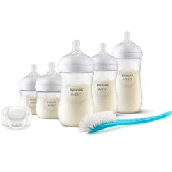 Coffret de 5 biberons pp natural response, 1 sucette ultra-douce 0-6 mois et 1 goupillon (2 biberons 125 ml+2 biberons 260 ml +1 biberon 330 ml) scd8