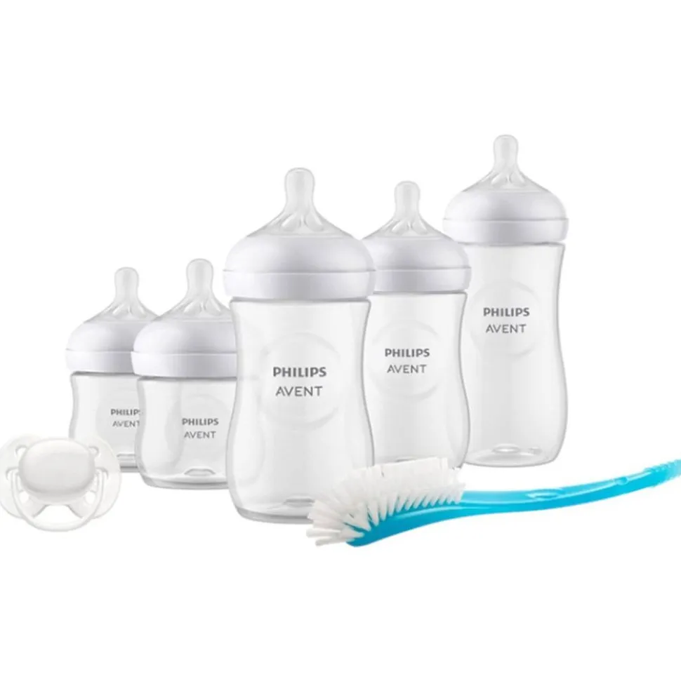 Coffret de 5 biberons pp natural response, 1 sucette ultra-douce 0-6 mois et 1 goupillon (2 biberons 125 ml+2 biberons 260 ml +1 biberon 330 ml) scd8