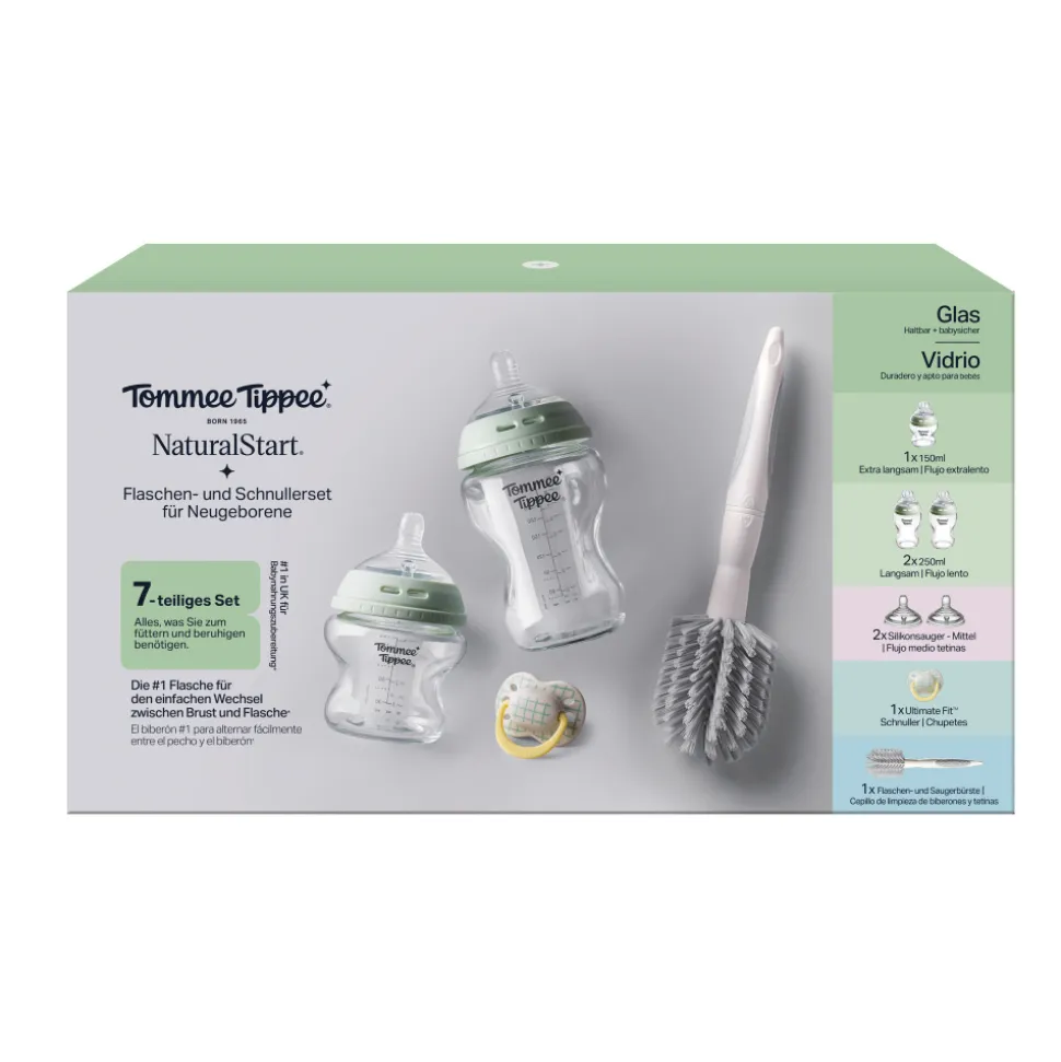 Coffret de naissance natural start biberons verre anti-colique bébé 150 et 260 ml