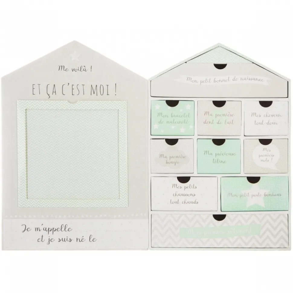 Coffret de naissance 10 tiroirs maison - modèle aléatoire
