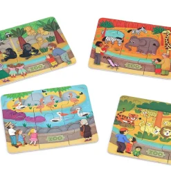 Coffret de 4 puzzles en bois - les animaux du zoo