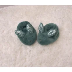 Coffret doudou lapin et chaussons vert sauge