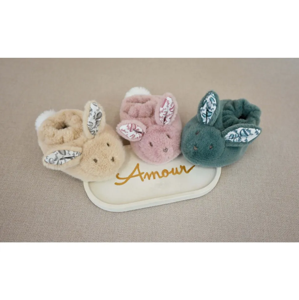 Coffret doudou lapin et chaussons beige