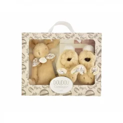 Coffret doudou lapin et chaussons beige