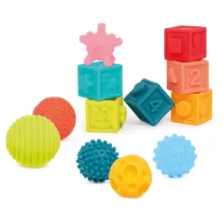 Coffret d'éveil sensoriel 6 balles et 6 cubes souples