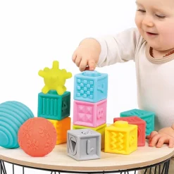 Coffret d'éveil sensoriel 6 balles et 6 cubes souples