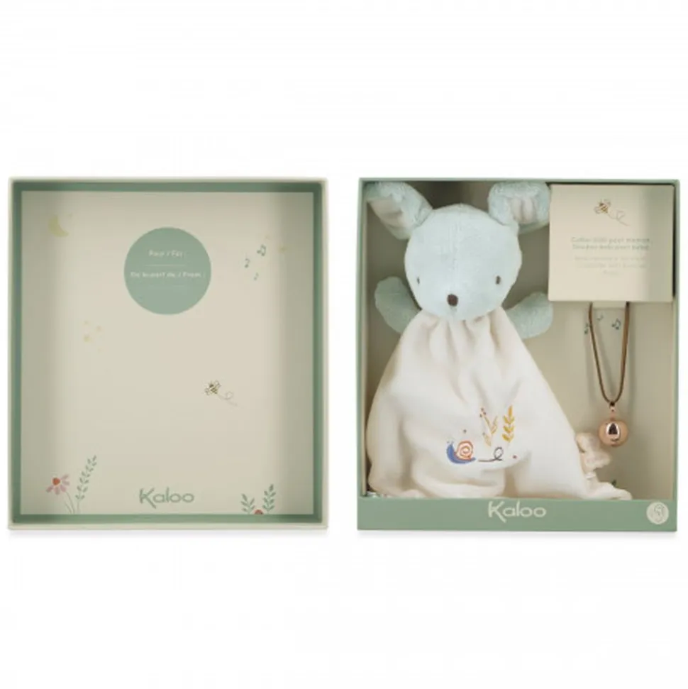 Coffret naissance doudou et collier bola souris