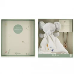 Coffret naissance doudou et collier bola elephant