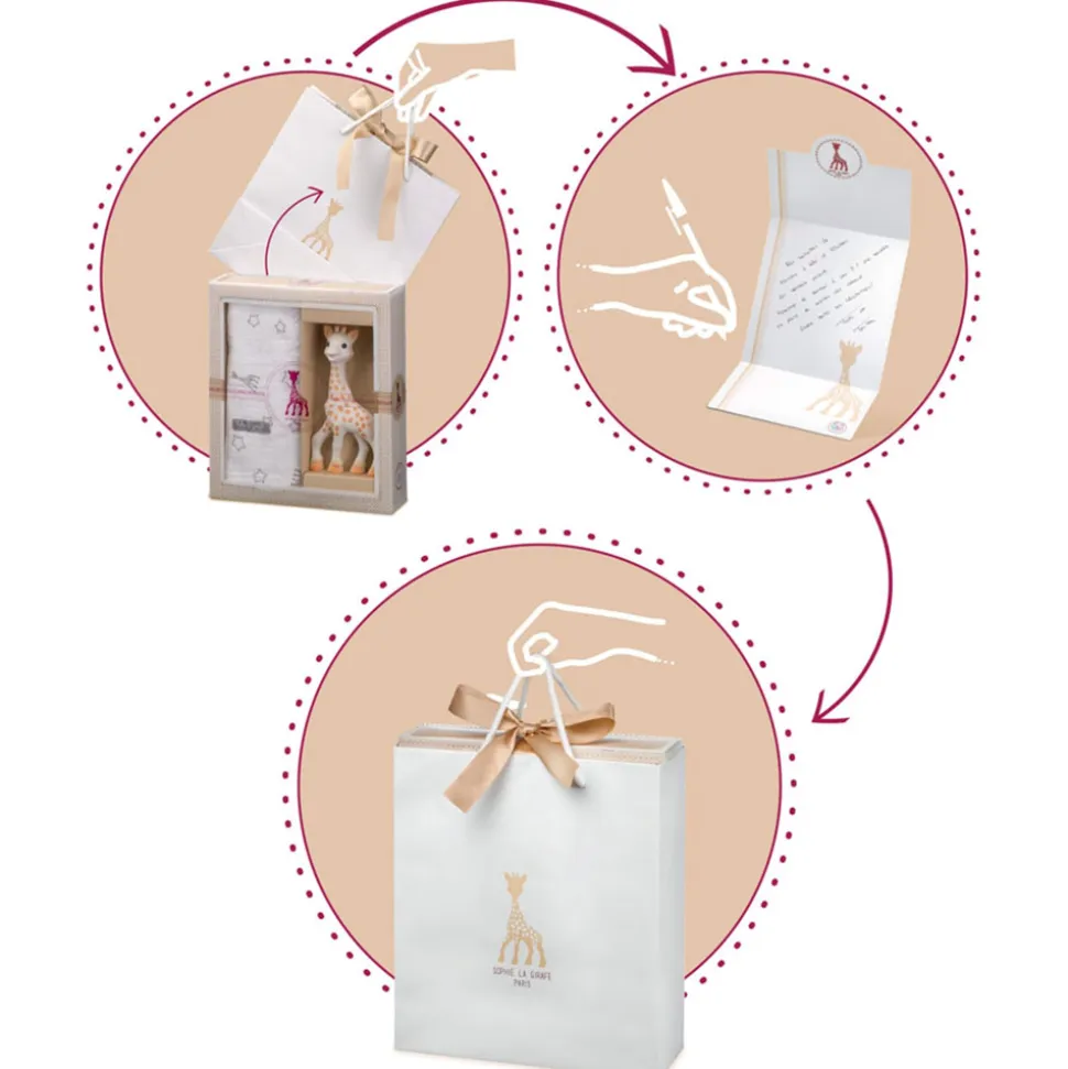 Coffret naissance prêt à offrir sophie la girafe et hochet coeur