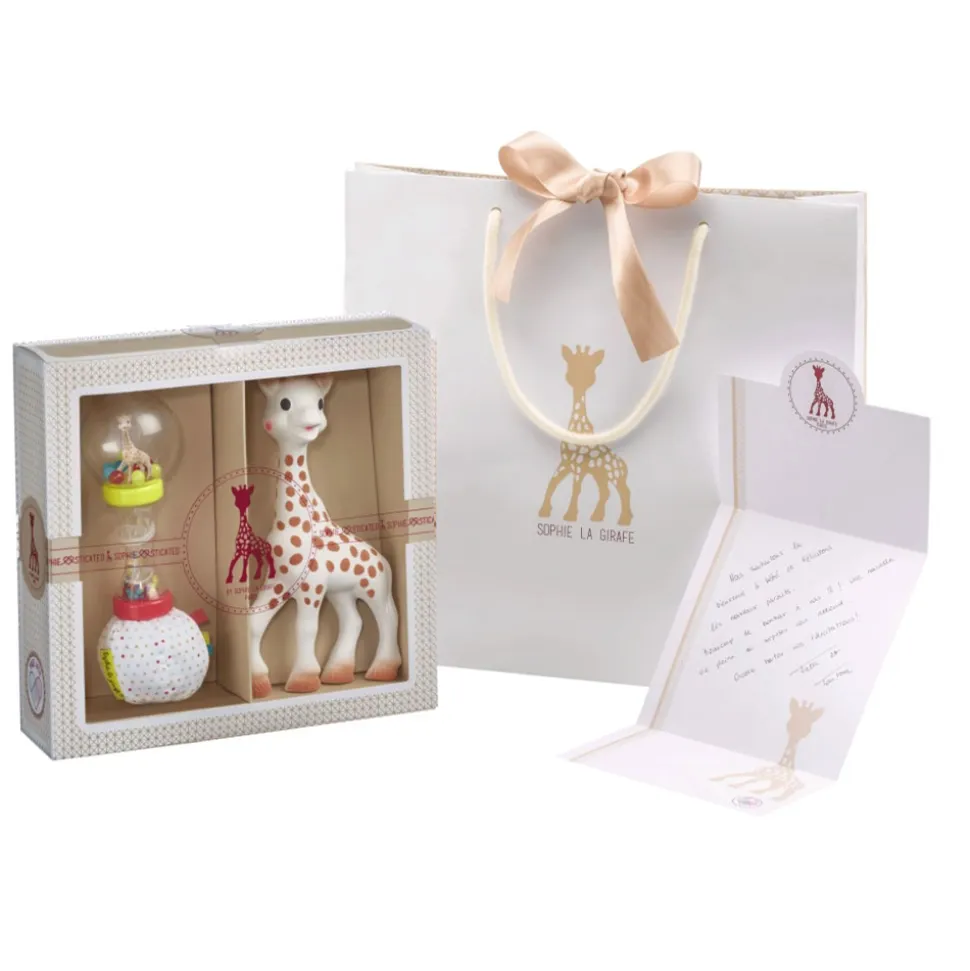 Coffret naissance prêt à offrir sophie la girafe + hochet soft maracas