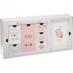 Coffret naissance 6 tiroirs avec cartes étapes - modèle aléatoire