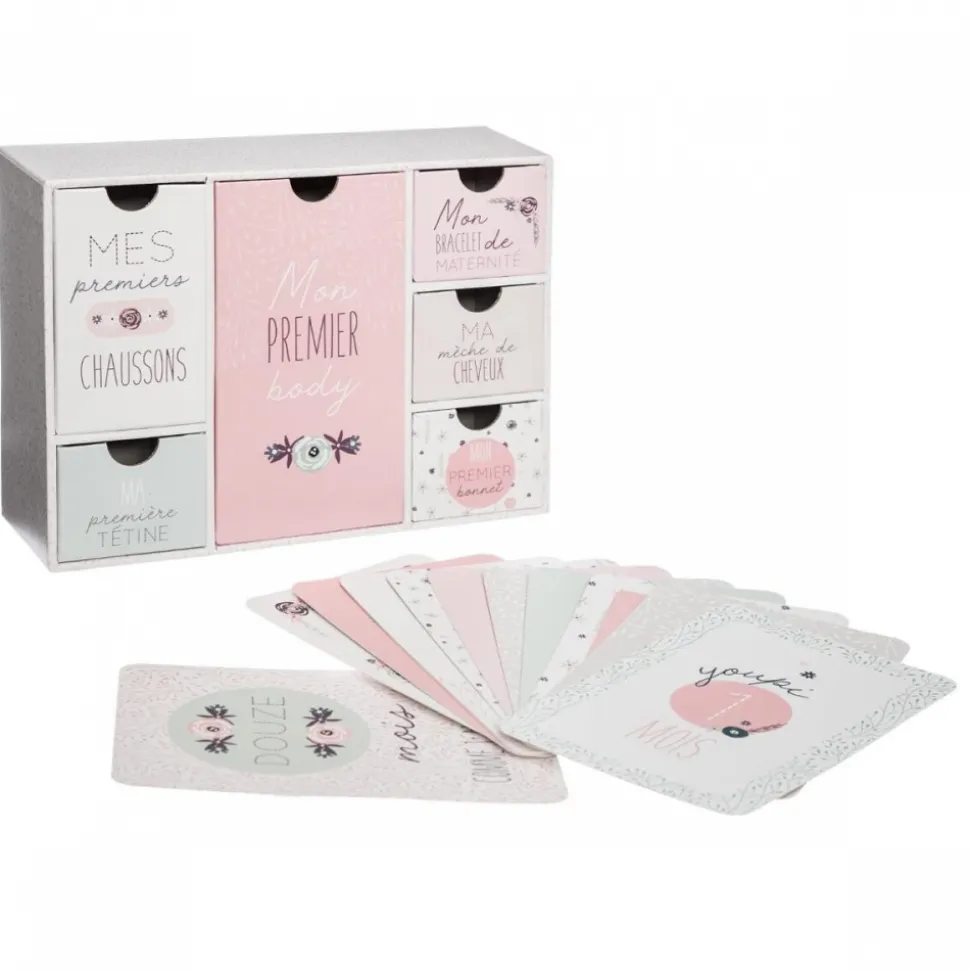 Coffret naissance 6 tiroirs avec cartes étapes - modèle aléatoire