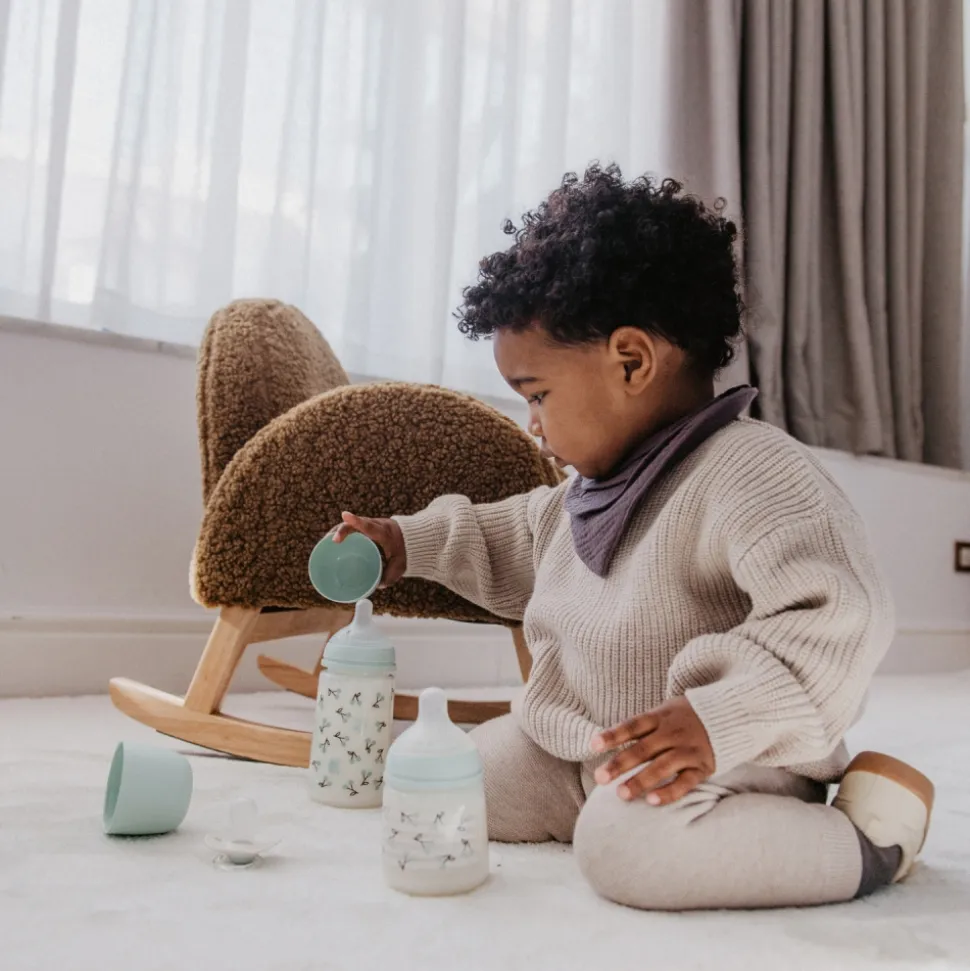 Coffret nouveau-né bébé birdies avec biberons et sucette sx pro vert