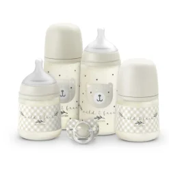 Coffret nouveau-né bébé wild&free avec biberons et sucette sx pro beige