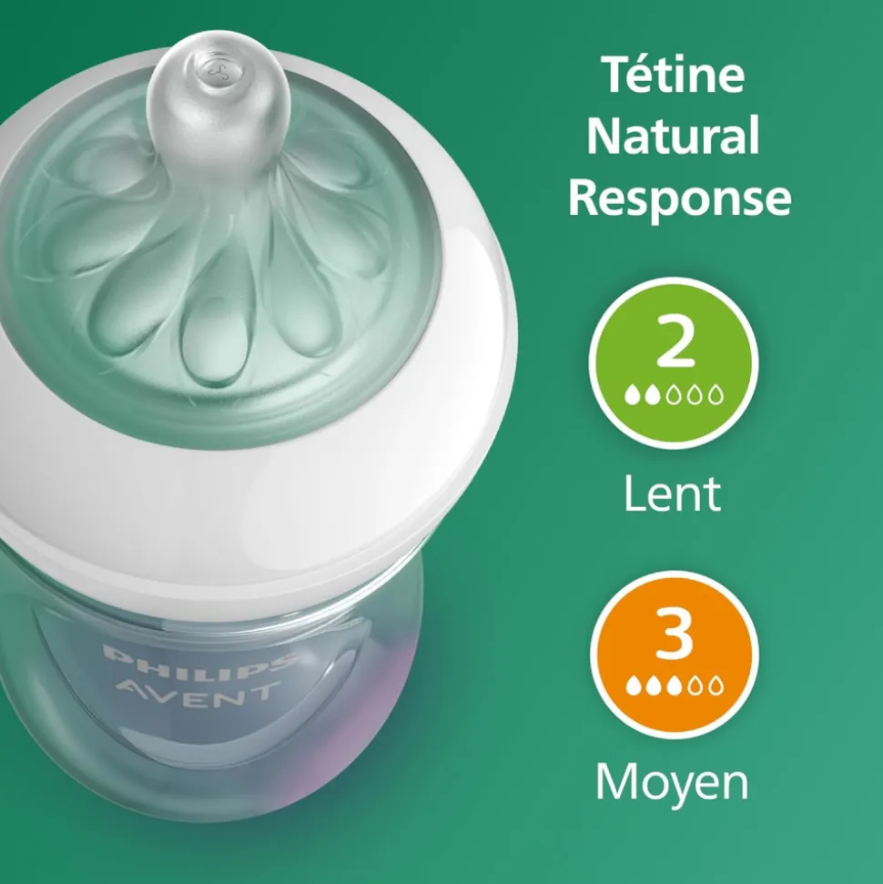 Coffret nouveau-né de 3 biberons natural response verre scd878/11 + 1 sucette