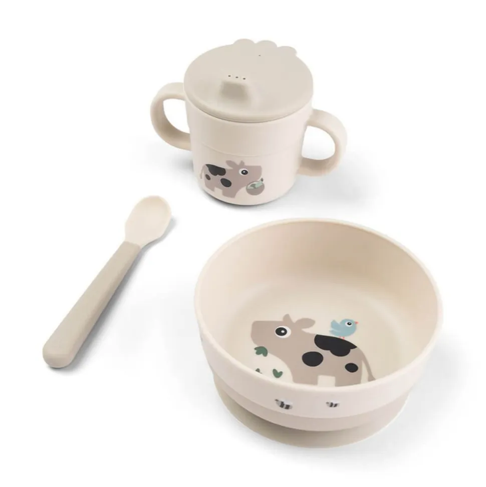Coffret premier repas avec ventouse tiny farm sable