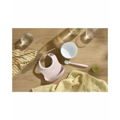 Coffret repas avec bavoir rose pastel
