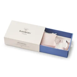 Coffret repas avec bavoir rose pastel
