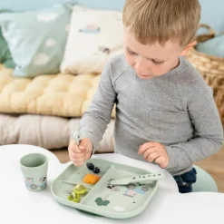 Coffret repas avec ventouse tiny farm vert