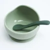 Coffret repas bébé 2 pièces silicone vert sauge et vert sapin