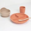 Coffret repas bébé 4 pièces silicone terre de sienne & sable