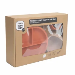 Coffret repas bébé 4 pièces silicone terre de sienne & sable