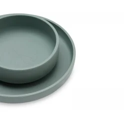 Coffret repas bébé silicone ash green