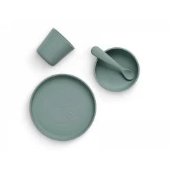 Coffret repas bébé silicone ash green
