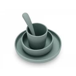 Coffret repas bébé silicone ash green